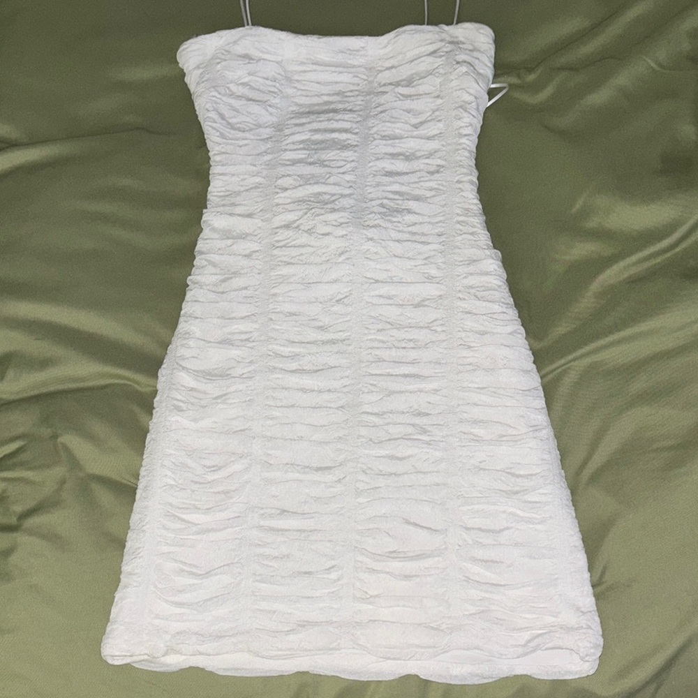 Elegant White Ruched Dress